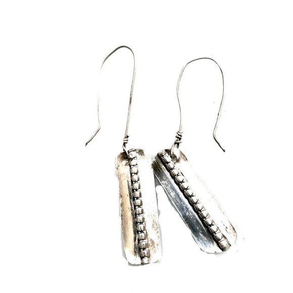 Sterling Silver 925 Pea Pod Drop Earrings Drop Dangle Handmade Artisan Boho - Picture 3 of 7